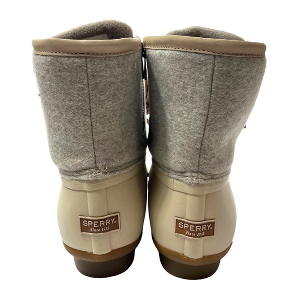 Sperry Saltwater Wool Embossed Thinsulate Duck Boot NEW Oat Women’s 10 Wide - Picture 4 of 12